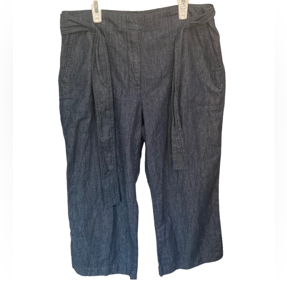 Talbots Wide Leg‎ Crop Jean Pants Tie Belt Size 10
